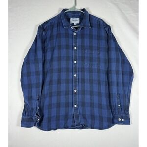 Corridor Indigo Waffle Knit Plaid Shirt Men XXL (XL?) Blue Long Sleeve Huckberry